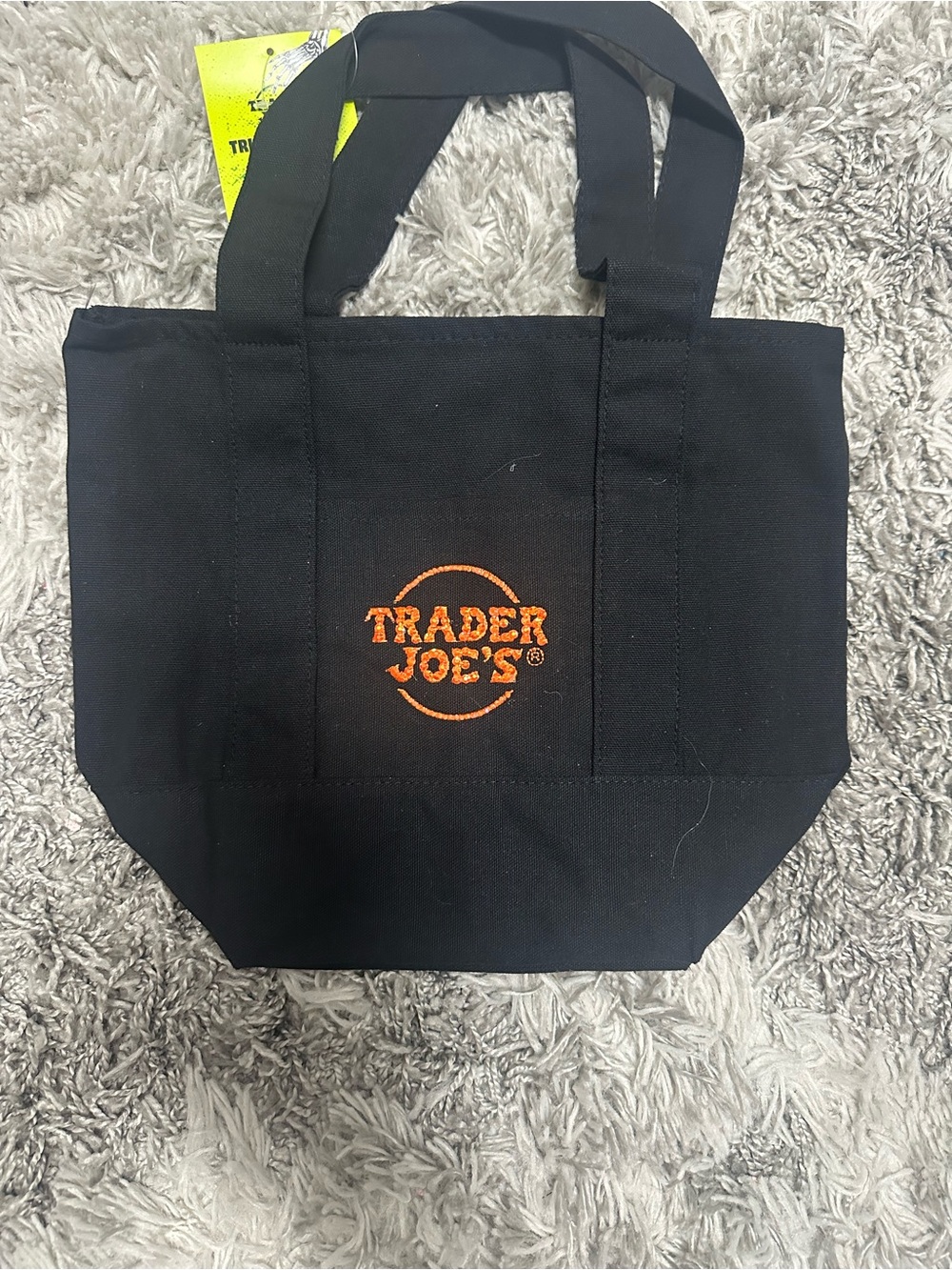 Trader Joe's Black Canvas Tote with Orange Logo